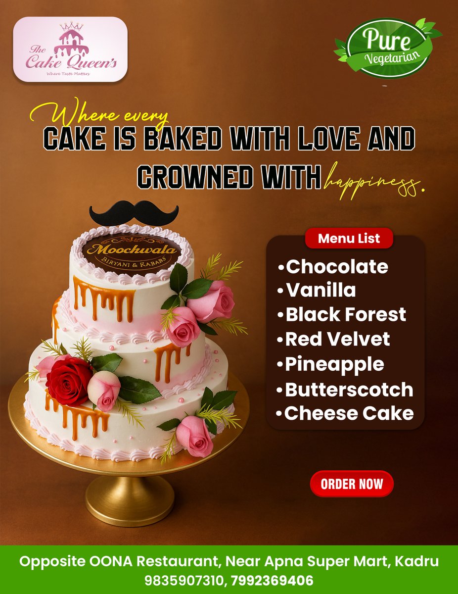 QueenS20918's tweet image. At The Cake Queen’s, every cake is baked with love, topped with happiness, and made to make your moments sweeter. From rich chocolate to tangy pineapple, there’s a flavor for every celebration.

#TheCakeQueens #Cake #bakerynearme #FreshlyBaked #CakeLovers #ChocolateCake