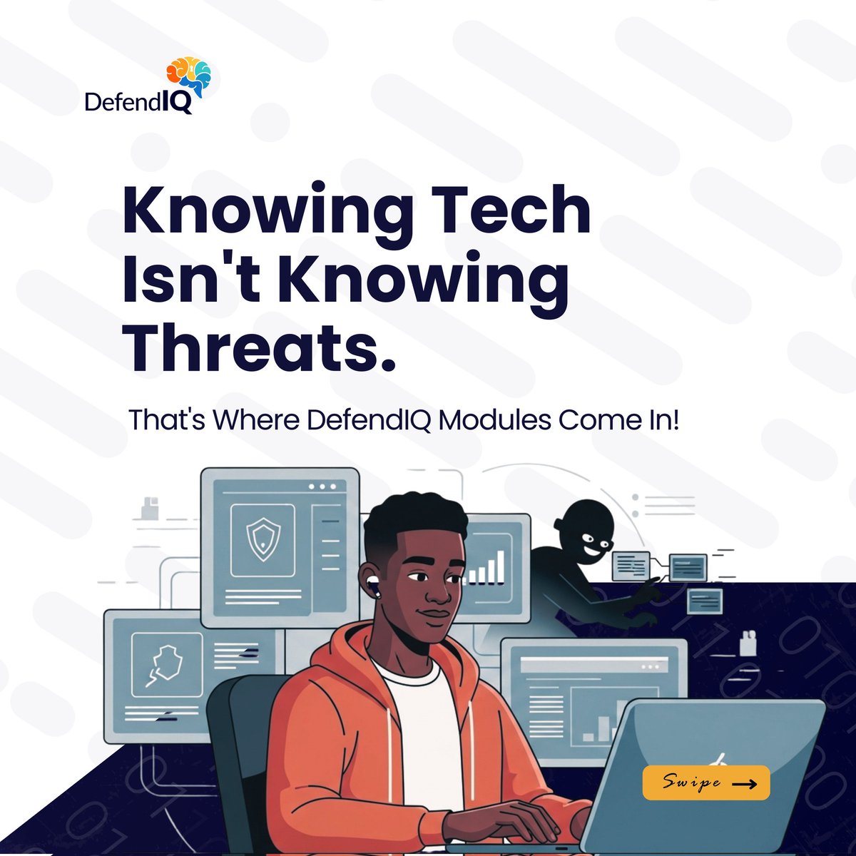 DefendIq's tweet image. Your team know how to use the tools. But do they know how to defend against threats?
It's time to close the gap.
Train your team with Defend IQ modules and an opportunity to be alert against cyber threat.
#DefendIQ #TrainingModules #TrainYourTeamAgainstCyberThreat