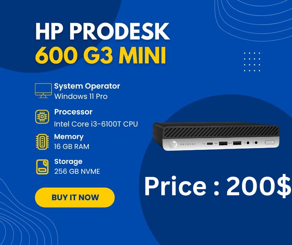 geekpcsolution's tweet image. 💻 HP ProDesk 600 G3 Mini – Small size🚀
🔹 i3 6th Gen | 16GB RAM | 256GB NVMe SSD
🔹 Windows 11 Pro – Plug &amp;amp; Play
🔹 Compact, fast &amp;amp; reliable
📦 Ships anywhere in 🇨🇦 &amp;amp; 🇺🇸
📩 BUY HERE ➡️➡️ebay.us/m/iQDskQ

#computer #pc #desktop #windows11 #hp #prodesk #minipc #ssd #ebay