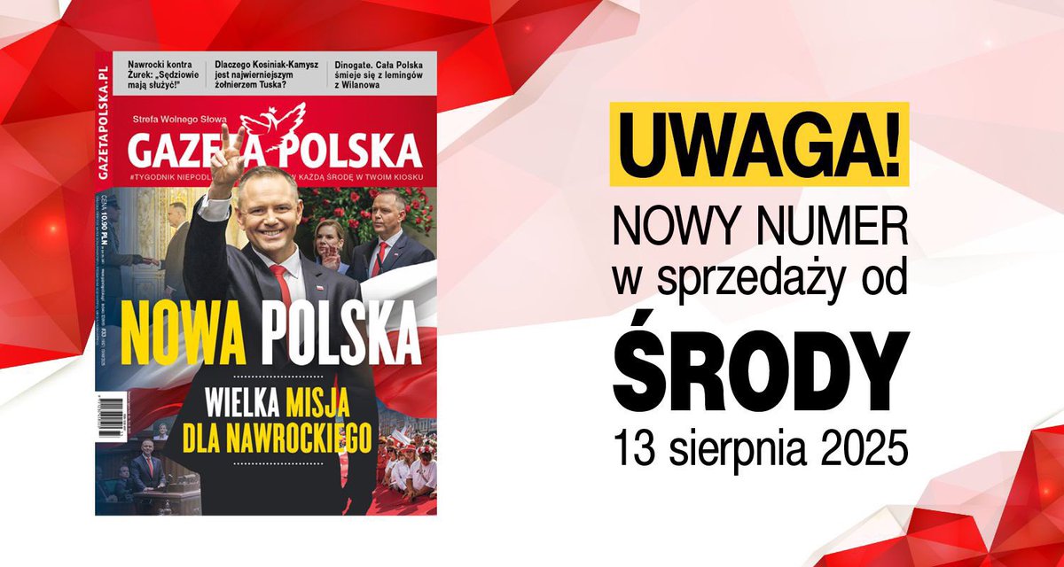 Nowa Polska – Wielka misja dla Nawrockiego 🇵🇱

W numerze m.in.:
Karol Nawrocki obejmuje prezydenturę. Historyczna inauguracja, mocne słowa i wezwanie do odbudowy silnej Polski.

🗞 Gazeta Polska dostępna w kioskach i w prenumeracie:
👉 prenumerata.swsmedia.pl