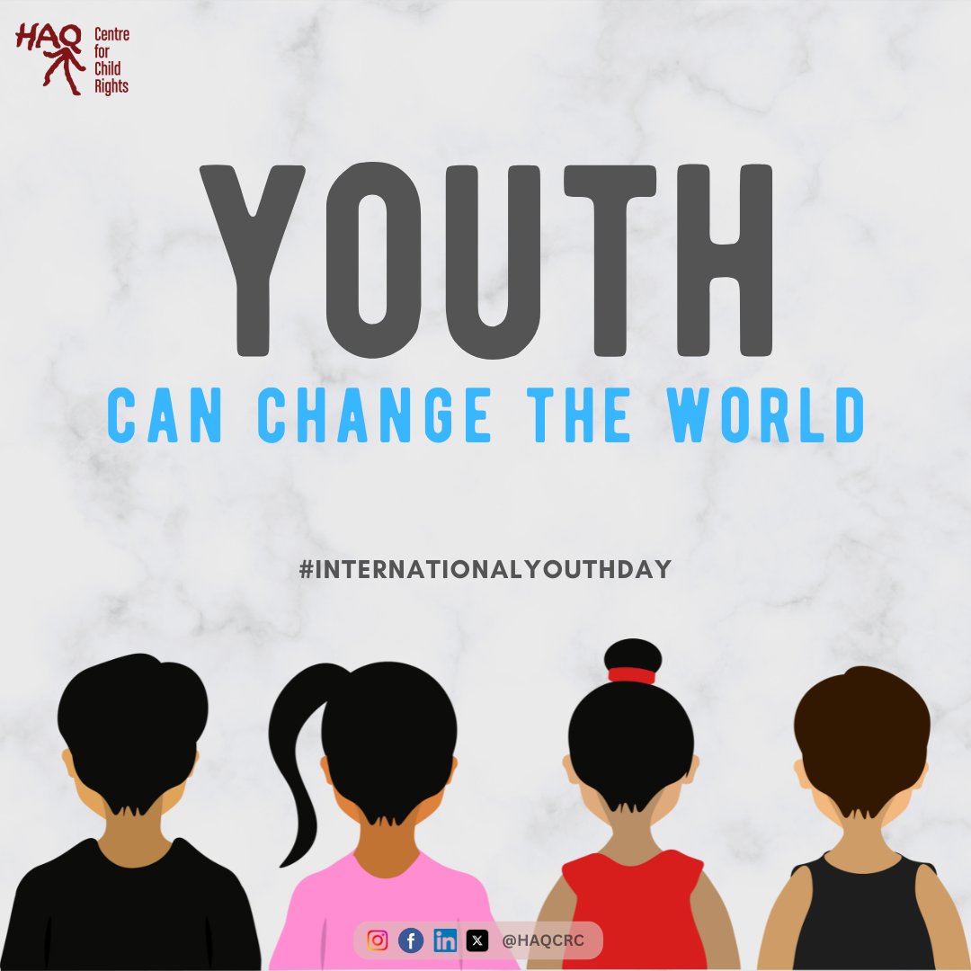Youth voices must be heard and respected.
With rights, opportunities, and platforms, they shape a better future.
HAQ works so every child grows into a youth free from fear, full of hope, and ready to lead.
#InternationalYouthDay #YouthRights #HAQCRC