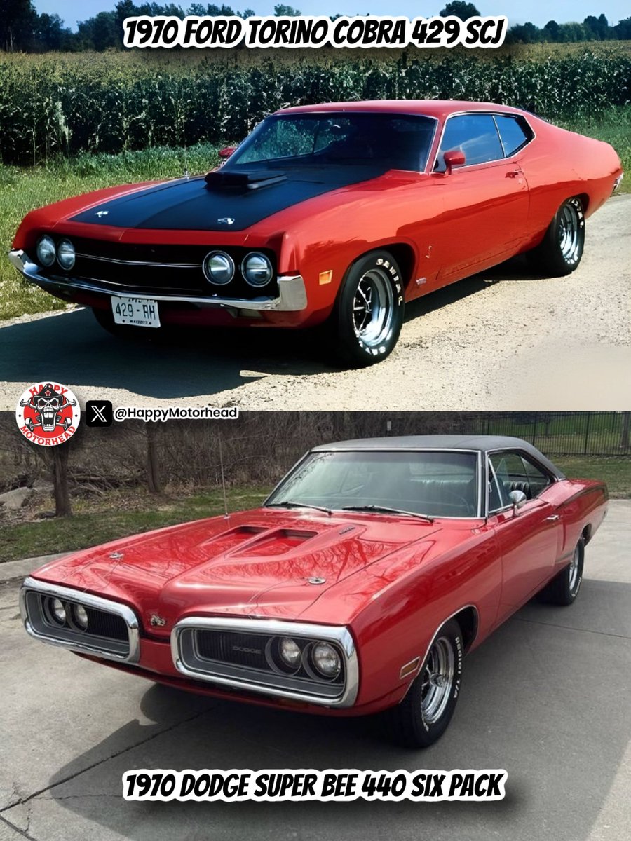 ♦️🔸️💎🔸️♦️🔹️💎🔹️♦️🔸️💎🔸️♦️

1970 Dodge Super Bee 440 Six Pack
🔸️ OR 🔸️
1970 Ford Torino Cobra 429 SCJ