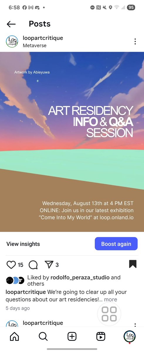 Come by tomorrow at 4pm EST to learn about Loop Art Critique and ask questions! We will meet in our current exhibition Come Into My World. Go to Loop.onland.io and click on the Salon Exhibition link. See you there