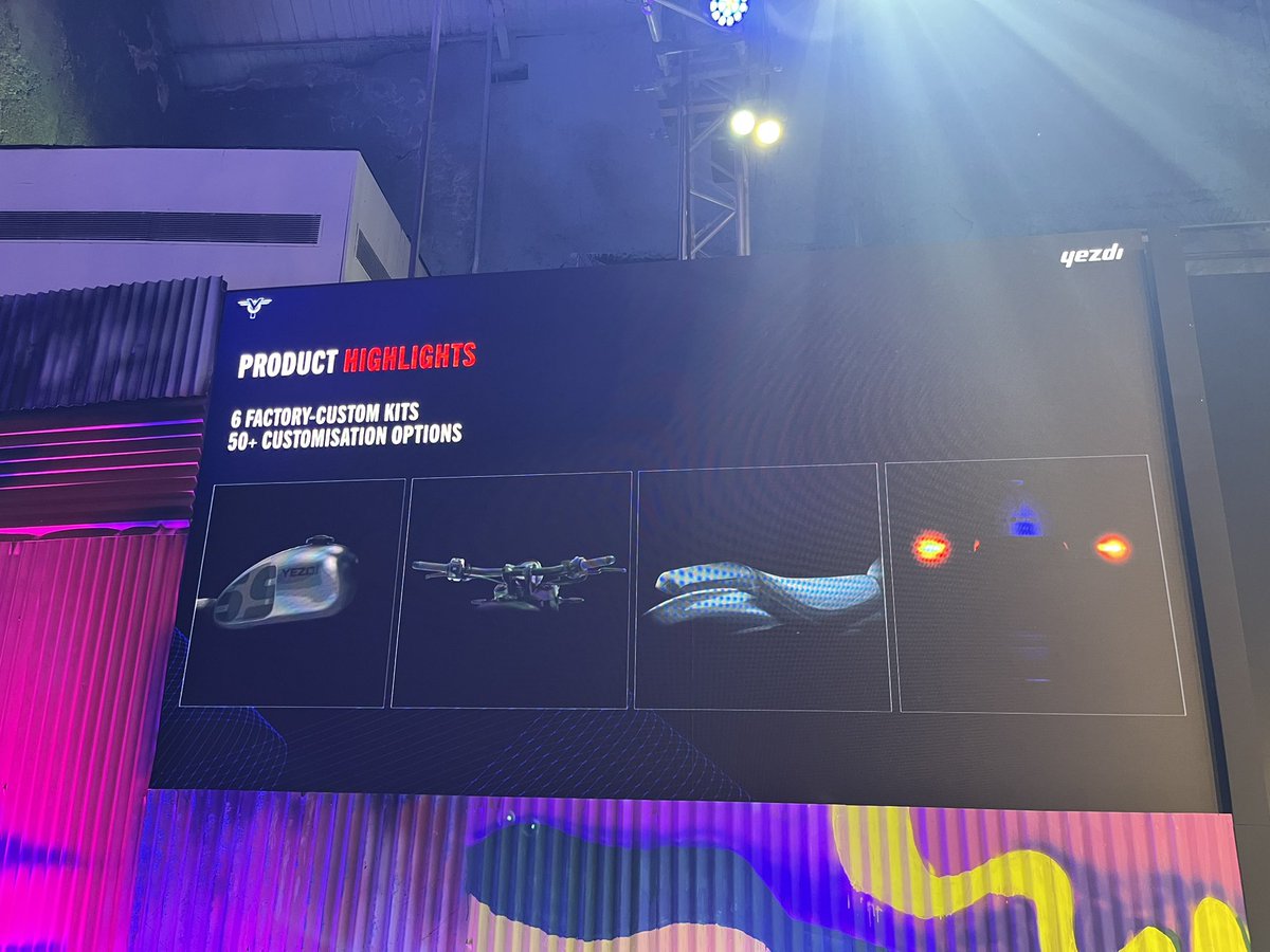 AckoDrive's tweet image. A few quick details of the new @yezdiforever Roadster before it is revealed:

👉🏻334 cc Alpha-2 engine
👉🏻28.6 bhp and 30 Nm (0.6 Nm more)
👉🏻795 mm seat height (5 mm taller)
👉🏻1440 mm wheelbase (same)
👉🏻6 kits and 50+ customisation options

#yezdi #roadster #launchalert