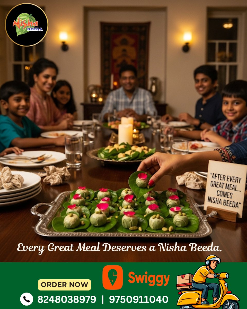 Nishabeeda's tweet photo. 🍃 Every Great Meal Deserves a Nisha Beeda
Make every feast unforgettable with the perfect finishing touch – Nisha Beeda! ✨
📞 8248038979 | 9750911040

#nishabeeda #madurai #beeda #taste #maduraibeeda #feast #maduraitaste #beedaspecial https://t.co/ihEeUDw3PH