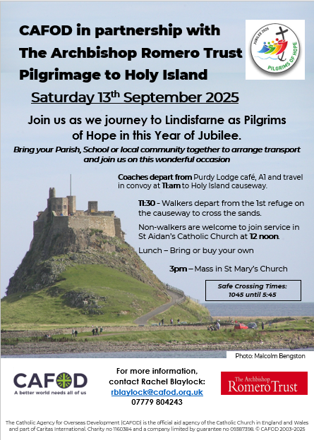 CAFOD in Hexham & Newcastle (@cafodhn) on Twitter photo Just a quick reminder of our Holy Island Pilgrimage - Join us as Pilgrims of Hope on Saturday 13th September. Please do get in touch if you would like any more details. <a href="/dioceseHN/">Hexham & Newcastle</a> <a href="/CAFOD/">CAFOD</a> <a href="/RomeroTrust/">The Romero Trust</a> Just a quick reminder of our Holy Island Pilgrimage - Join us as Pilgrims of Hope on Saturday 13th September. Please do get in touch if you would like any more details. <a href="/dioceseHN/">Hexham & Newcastle</a> <a href="/CAFOD/">CAFOD</a> <a href="/RomeroTrust/">The Romero Trust</a>