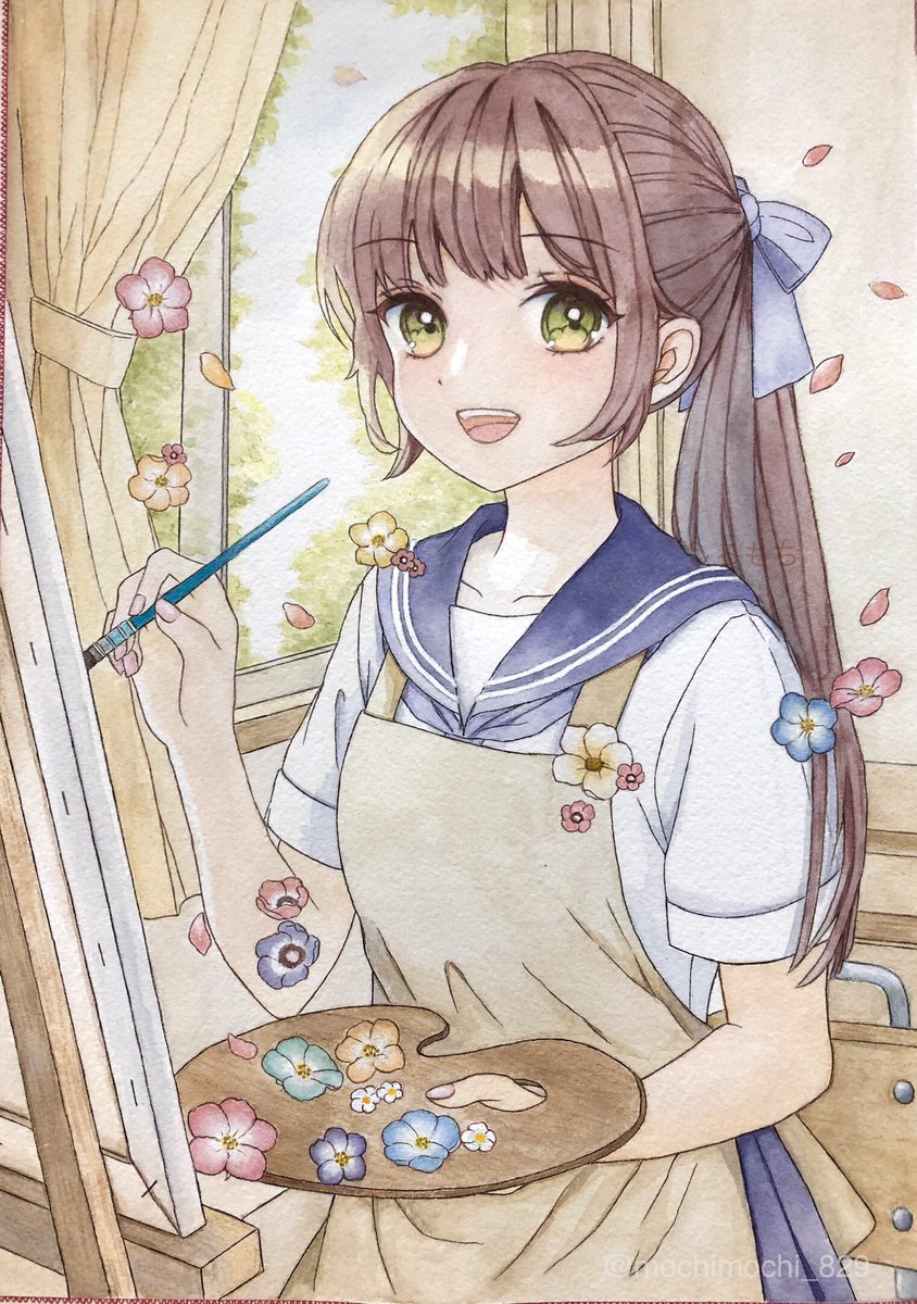 美術部の女の子🎨✨
＃創作
＃イラスト