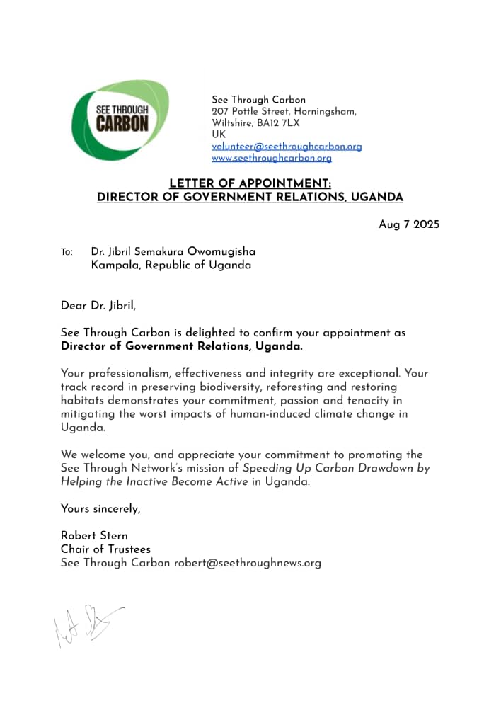 Dr_JibCares's tweet image. I have been appointed to serve as the "Director of Government Relations" for
seethroughcarbon.org in Uganda.
The "See Through Carbon" refers toย an ecosystem focused on carbon reporting & reduction, aiming to address the flaws of traditional carbon accounting methods ...1/2