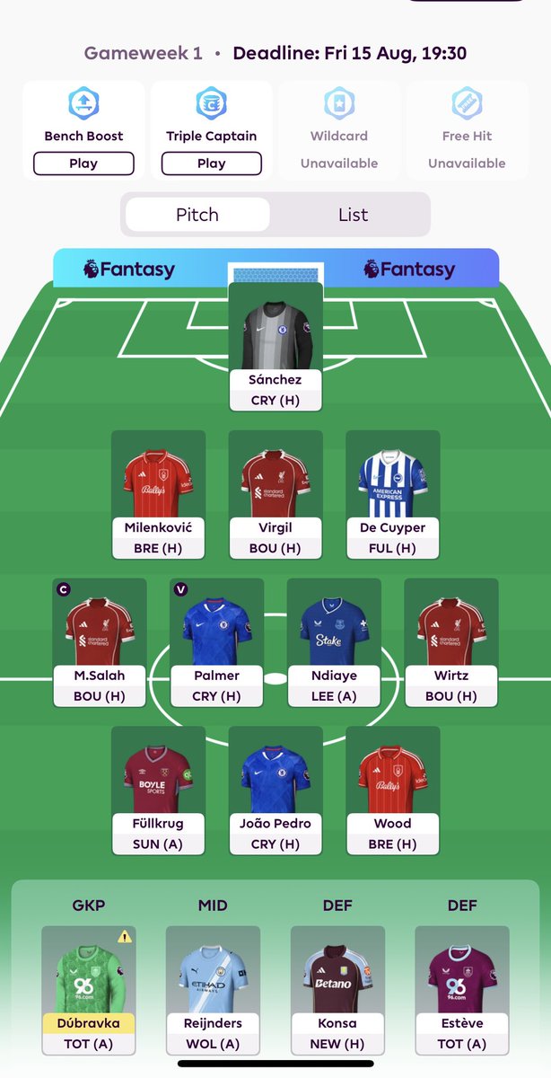 JurcaCZ's tweet photo. @FPL_Harry Good game to play…👌 https://t.co/JupDOuwaU1