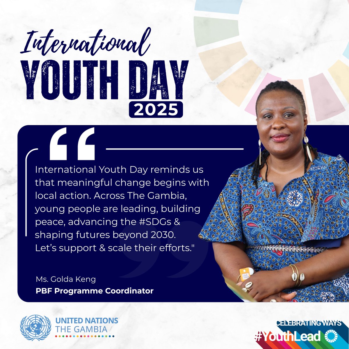 United Nations The Gambia (@ungambia) on Twitter photo Happy #InternationalYouthDay2025 🥳
The <a href="/UNPeacebuilding/">United Nations Peacebuilding</a> Secretariat in The 🇬🇲celebrates young Gambians driving local action for peace and sustainable development. Happy #InternationalYouthDay2025 🥳
The <a href="/UNPeacebuilding/">United Nations Peacebuilding</a> Secretariat in The 🇬🇲celebrates young Gambians driving local action for peace and sustainable development.