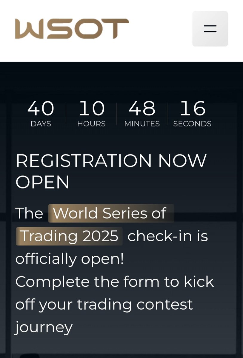 partner.bybit.com/b/wsot25donna

Bybit WSOT 2025 registration now open! Sign up asap with the link above!

More information:
partner.bybit.com/b/joinwsot