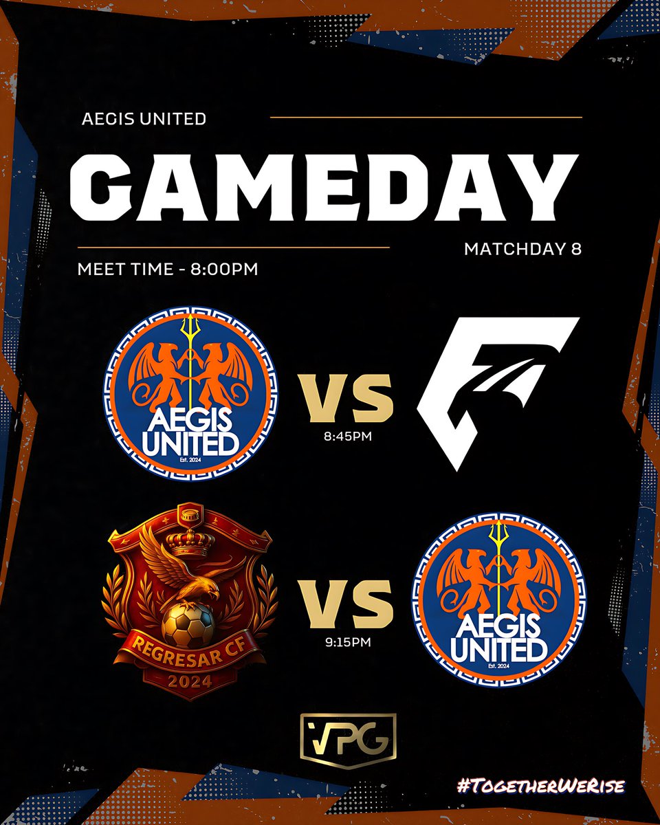 MATCHDAY 8 of <a href="/VPGEurope/">Virtual Pro Gaming | Europe</a> 🏆

Tonight we face 2 tough sides in both @FierusEC &amp; #RegresarCF .

A mixed night last night, a very slow &amp; sloppy first game. But picked it up in the second. Tonight we get business handled🤝🏻 

Up The Aegis.

#TogetherWeRise🛡️ #VPG #Esports
