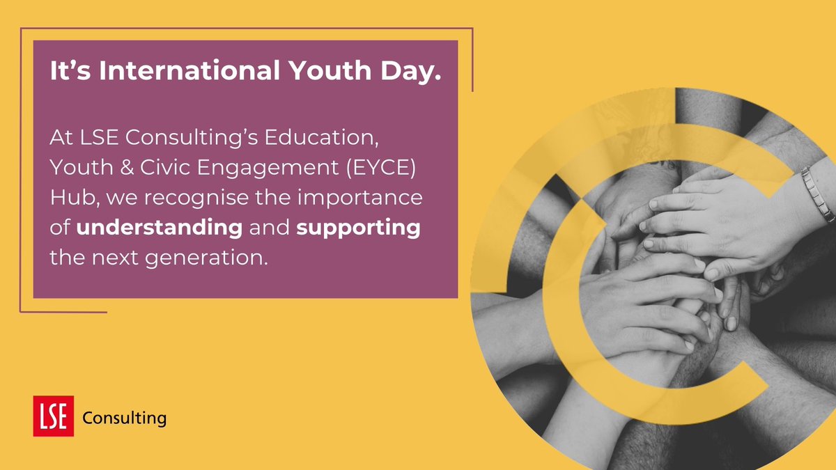 On #InternationalYouthDay, we recognise the role of research in shaping better outcomes for young people. LSE Consulting’s EYCE Hub (<a href="/elisabetvives/">Elisabet Vives</a>) partners with organisations to address youth priorities with evidence and insight.
 🔍 Explore EYCE's work: lse.ac.uk/business/consu…