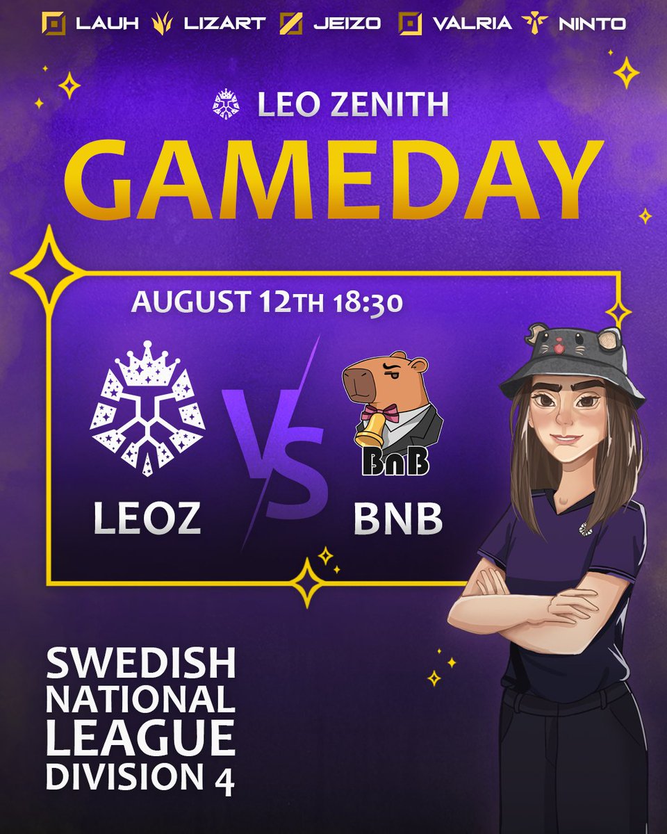 LEO Zenith (@leozenith_) on Twitter photo 📢 IT'S GAMEDAY - Week 2 of regular season ⚔
🕡 18:30 & 19:30 CEST
🆚 Bells 'n' Boys
📺 Stream link in replies 👇
#LEOTribe 🦁💜 | <a href="/LundEsports/">LEO - Lund Esports Organization</a> | #SOLS11 📢 IT'S GAMEDAY - Week 2 of regular season ⚔
🕡 18:30 & 19:30 CEST
🆚 Bells 'n' Boys
📺 Stream link in replies 👇
#LEOTribe 🦁💜 | <a href="/LundEsports/">LEO - Lund Esports Organization</a> | #SOLS11