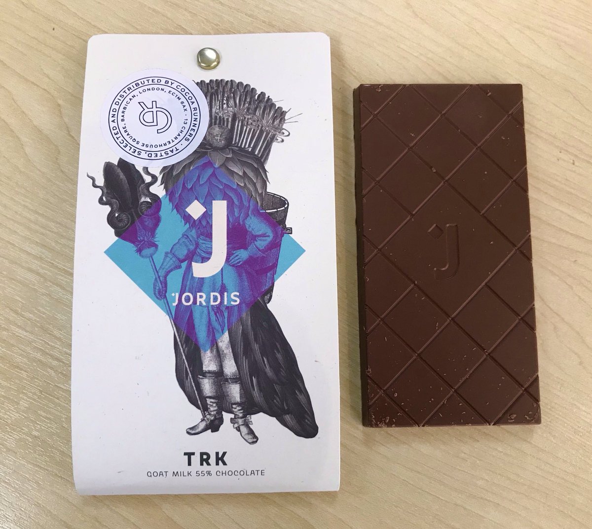 Andrew Baker (@ccandrewbaker) on Twitter photo I really love this 55% bar made with goat’s milk by Jordi’s of the Czech Republic. Rich chocolate flavour and a slightly salt tang. As you can tell from the annoyingly intrusive sticker, it’s from <a href="/CocoaRunners/">Cocoa Runners</a> I really love this 55% bar made with goat’s milk by Jordi’s of the Czech Republic. Rich chocolate flavour and a slightly salt tang. As you can tell from the annoyingly intrusive sticker, it’s from <a href="/CocoaRunners/">Cocoa Runners</a>