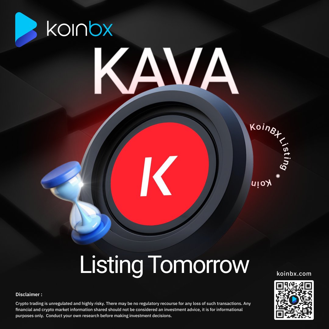 $KAVA is making its debut on KoinBX!

Join the KAVA ( <a href="/KAVA_CHAIN/">Kava</a>  ) launch and ride the wave with confidence!

Listing date: 13th August 2025
Time: 5:30 PM IST
Trading Type: Spot Trading
Trading Pairs: KAVA/INR and KAVA/USDT

Don’t miss the chance. Complete your KYC now and get