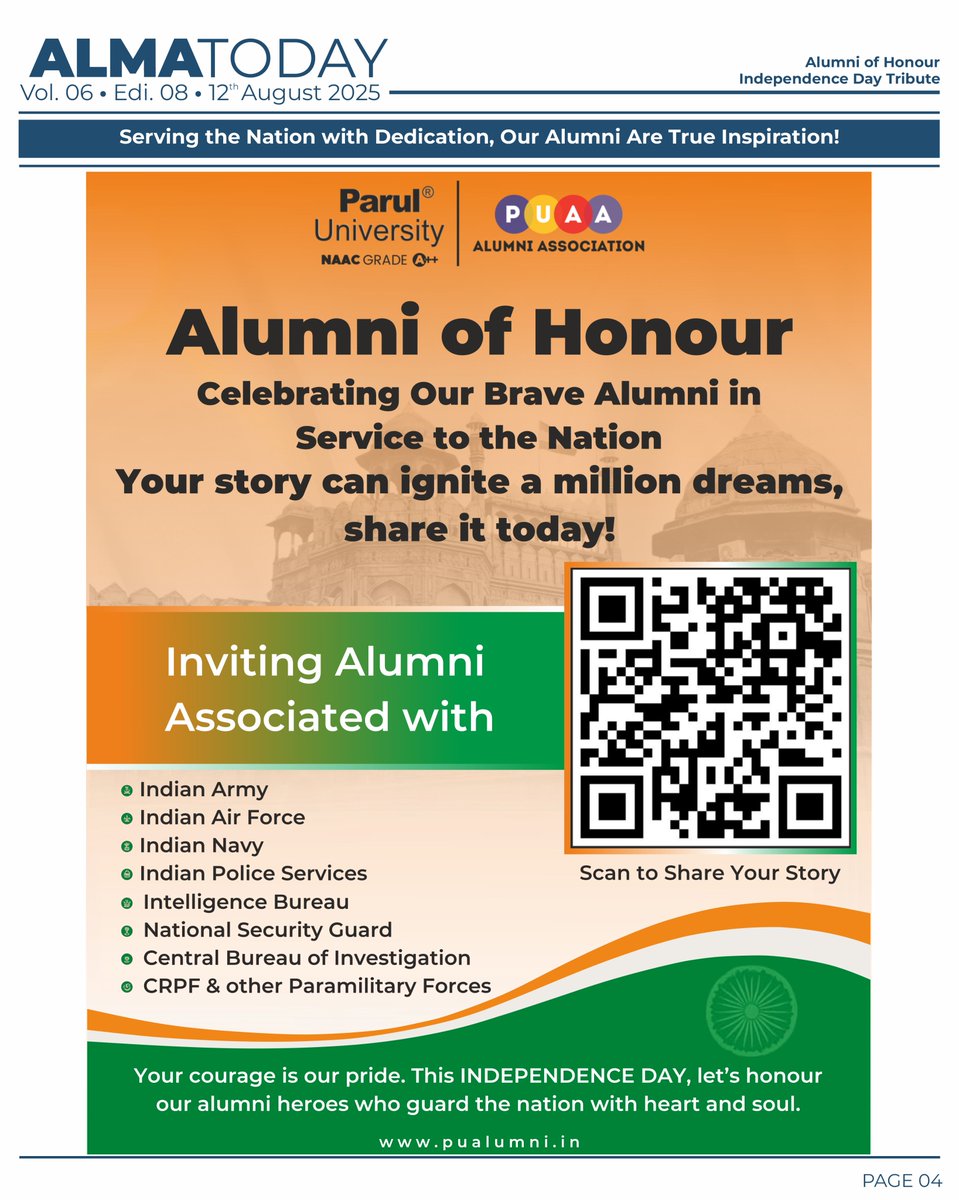 ParulAlumni's tweet image. 📰 In Alma Today’s August Frame, Alumni Shine in Glory and Fame!🎓

#AlmaToday
#AugustEdition
#AlumniNewsletter
#PUAlumniAssociation
#ParulUniversity

Register now at pualumni.in to get your lifetime free alumni membership card!