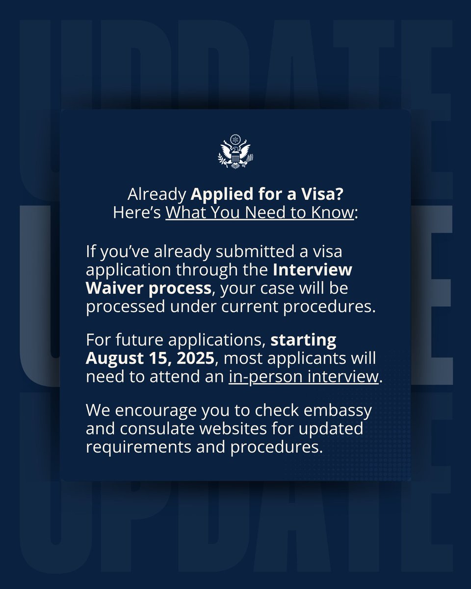 📢 Göçmen Olmayan Vize Başvurularına İlişkin Mülakat Gerekliliklerine Değişiklik Yapılmıştır

Göçmen olmayan vize başvuru sahiplerinin mülakat gerekliliklerine yapılan değişiklikler, vize sürecinin güvenliğini arttırmak için tasarlanmıştır. Konsolosluk görevlileriyle bizzat