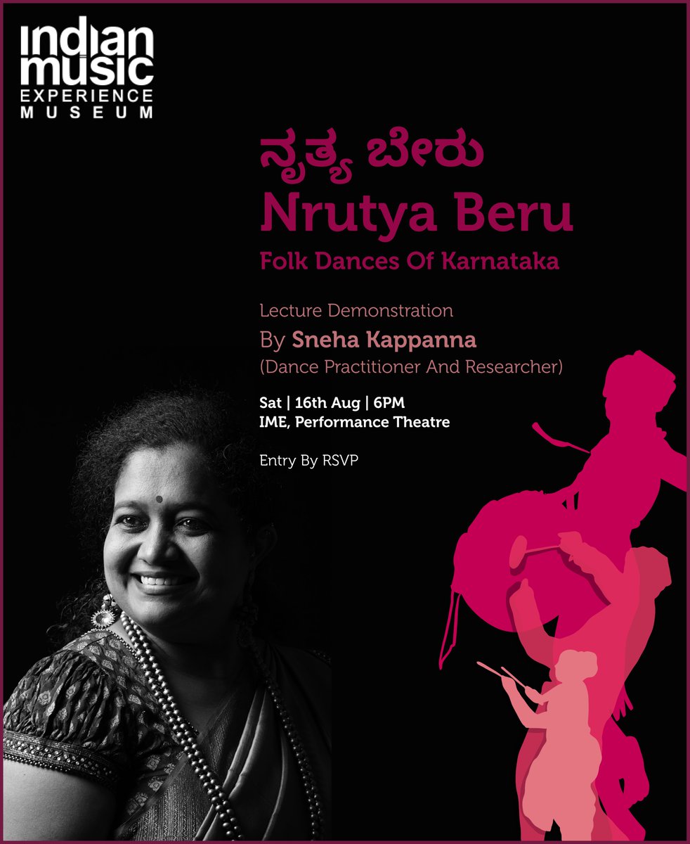 Experience Karnataka’s folk heritage with Nrutya Beru by Sneha Kappanna – Aug 16, IME. #Pattada #Kunitha, #Kamsale &amp; more! 
.
.
RSVP here: forms.gle/FKzrhZ2Sr2ZzrH… 
.
.
#FolkDance #BangaloreEvents #NrutyaBeru #KarnatakaCulture #SnehaKappanna