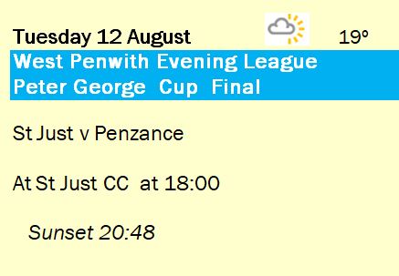 Cornwall Cricket League (@cornwall_league) on Twitter photo On the glorious 12th, the last hoorah of the Evening season <a href="/stjustcc/">St Just Cricket Club</a> v <a href="/PenzanceCricket/">Penzance Cricket Club</a> <a href="/swsportsnews/">South West Sports News</a> <a href="/CornwallSport/">BBC Sport Cornwall</a> On the glorious 12th, the last hoorah of the Evening season <a href="/stjustcc/">St Just Cricket Club</a> v <a href="/PenzanceCricket/">Penzance Cricket Club</a> <a href="/swsportsnews/">South West Sports News</a> <a href="/CornwallSport/">BBC Sport Cornwall</a>