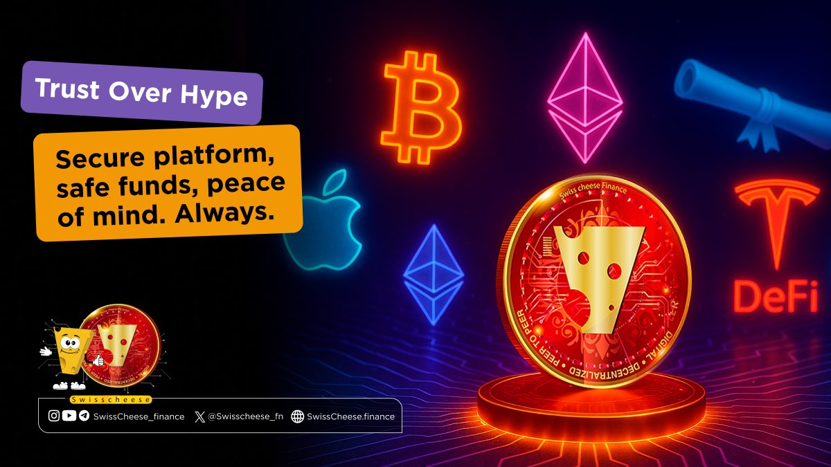 Swisscheese_fn's tweet image. In crypto, hype lasts a minute.
Trust lasts forever. 🛡️

That’s why SwissCheese doesn’t chase trends — we secure them.

Our priority will always be:
✅ Security of the platform
✅ Safety of your funds
✅ Peace of mind 💤

We’re building “sleep-well-at-night” DeFi.

If you’re here…