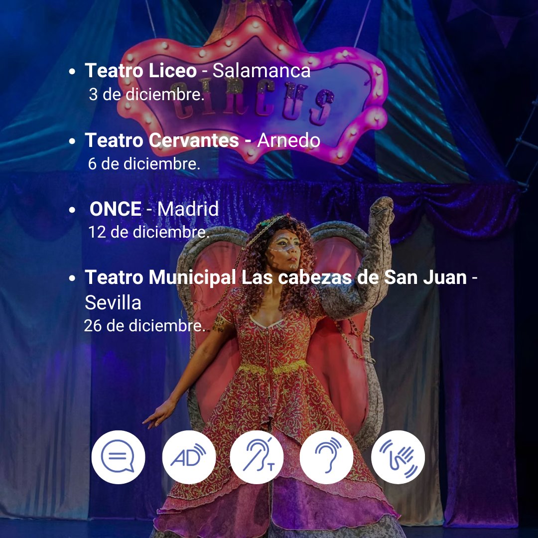 Durante la temporada 2025-2026 realizaremos una gira accesible de #Dumbo con Candileja Producciones que contarán con lengua de signos, subtitulado, audiodescripción y ayuda auditiva.
¡Por más teatro accesible para la infancia!
#dumbo #candilejaproducciones #teatroaccesible