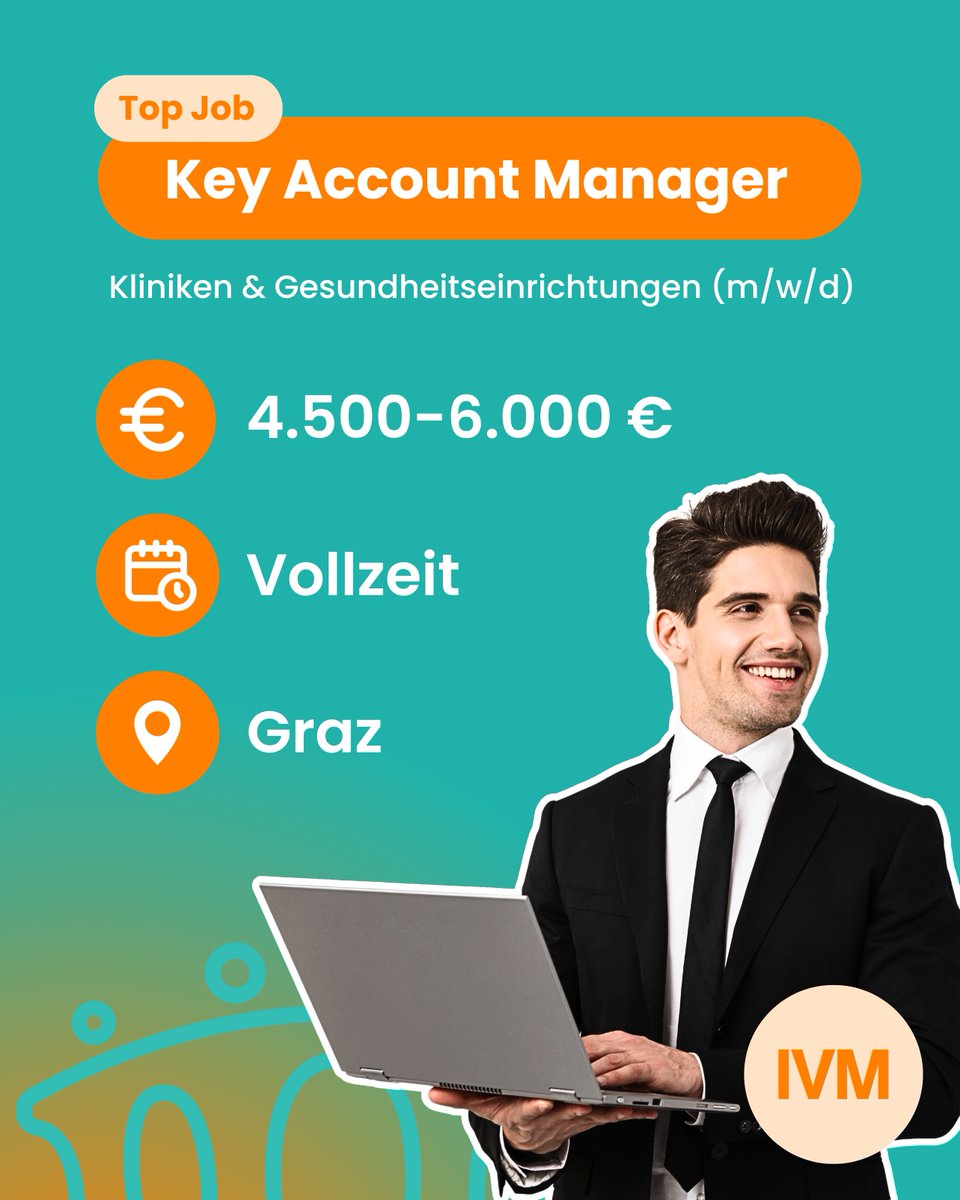 💼 Gesucht: Key Account Manager*in (m/w/d) 💼
🏥 Kliniken &amp; Gesundheitseinrichtungen
⏰ Vollzeit
📍 Großraum Graz
💸 € 4.500–6.000 € + variabler Bonus

Jetzt bewerben!
👉 jobs.ivm.at/de/jobs/key-ac…
📞 Christian Lorber · +43 676 599 6204