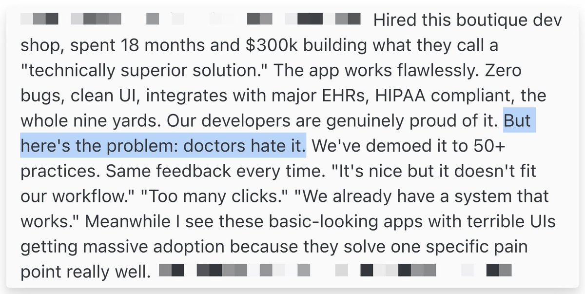 ❌ focusing on the customer's needs
✅ being "technically superior"