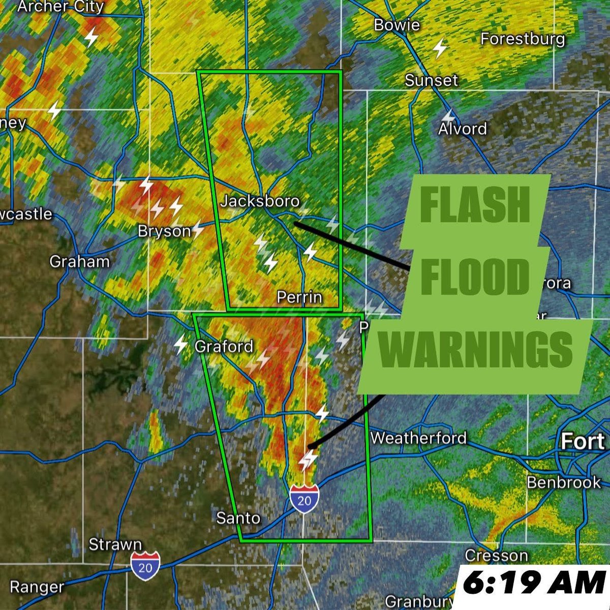 Good morning. We have two Flash Flood Warnings in North Texas right now ...