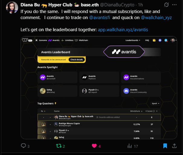 MarinaLooks's tweet photo. @DianaBuCrypto @avantisfi @wallchain_xyz Everything is done 100% I am with you! @avantisfi @wallchain_xyz https://t.co/ph84HG1dKD