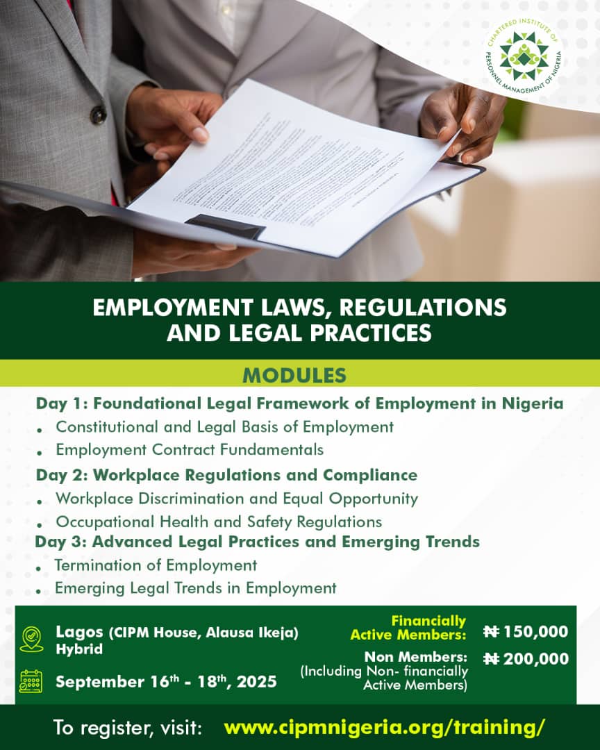 cipmnigeria's tweet photo. The year’s not over—still time to upskill & lead the change!
Join CIPM’s Sept Training Programmes
🌍 Global insights | Certificate of Participation
✅ Register now: https://t.co/88yLaQUbOG
📞 +234 909 365 3356
#CIPMTraining #UpskillNow #HRExcellence https://t.co/WaOuj8QIvt