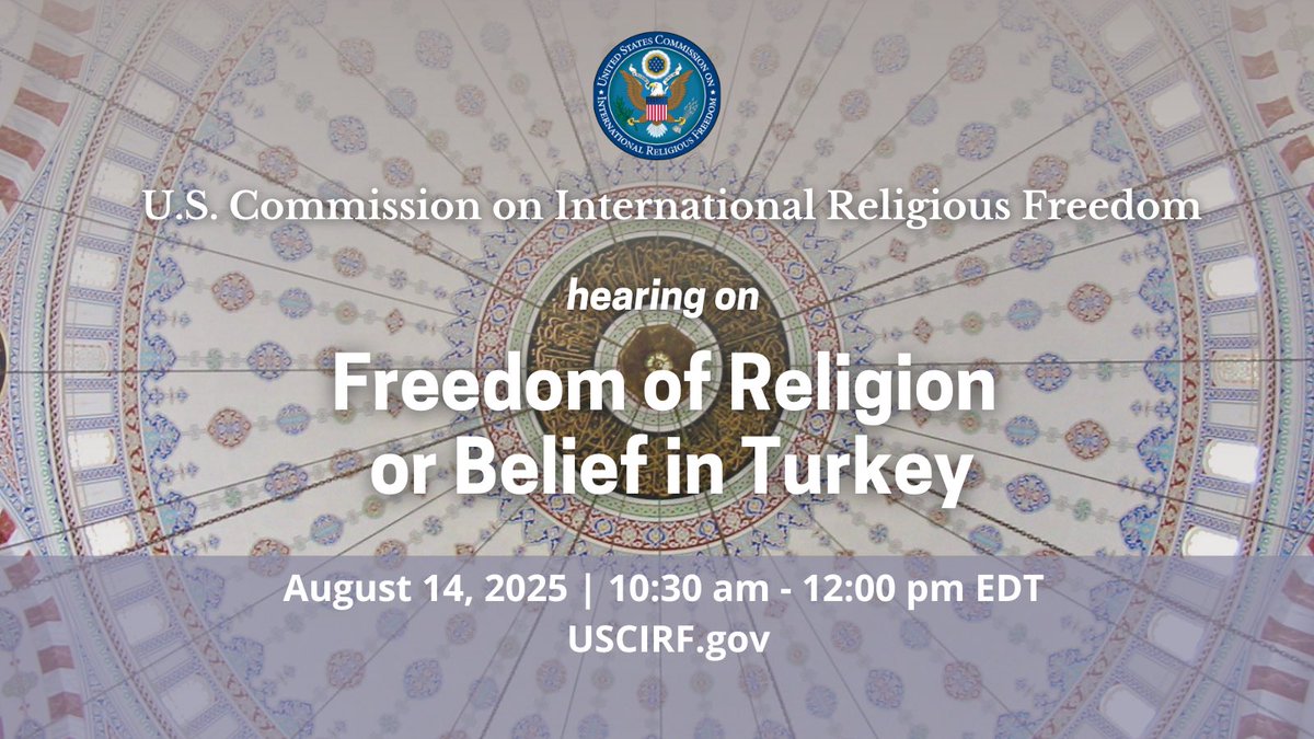 USCIRF (UNITED STATES COMMISSION ON INTERNATIONAL RELIGIOUS FREEDOM)’ın 14 Ağustos Perşembe günü düzenlediği “Freedom of Religion or Belief in Turkey” konulu panelde konuşmacı olarak yeralacağım.
ET 10:30, Türkiye saati 17:30’da. İzlemek için aşağıdaki bağlantıdan kayıt