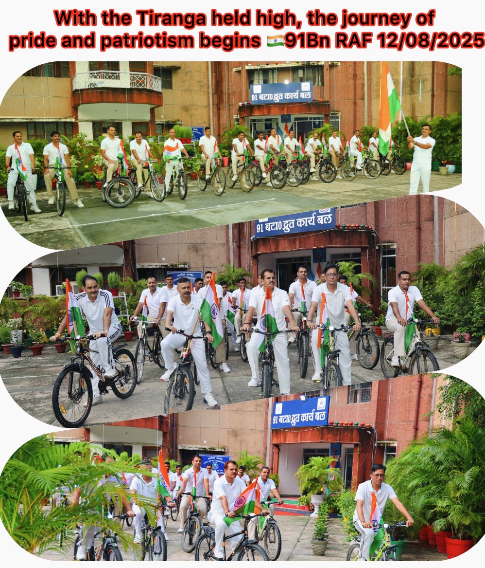 091bn's tweet photo. "Fitness with Patriotism", @91Bn #RAF organized a joint Cycle Rally with institutions in GC #Crpfindia  Lucknow, promoting a healthy body, clean environment, and dedicated service. #CycleForNation #GreenIndia. https://t.co/ClrGlXPre4