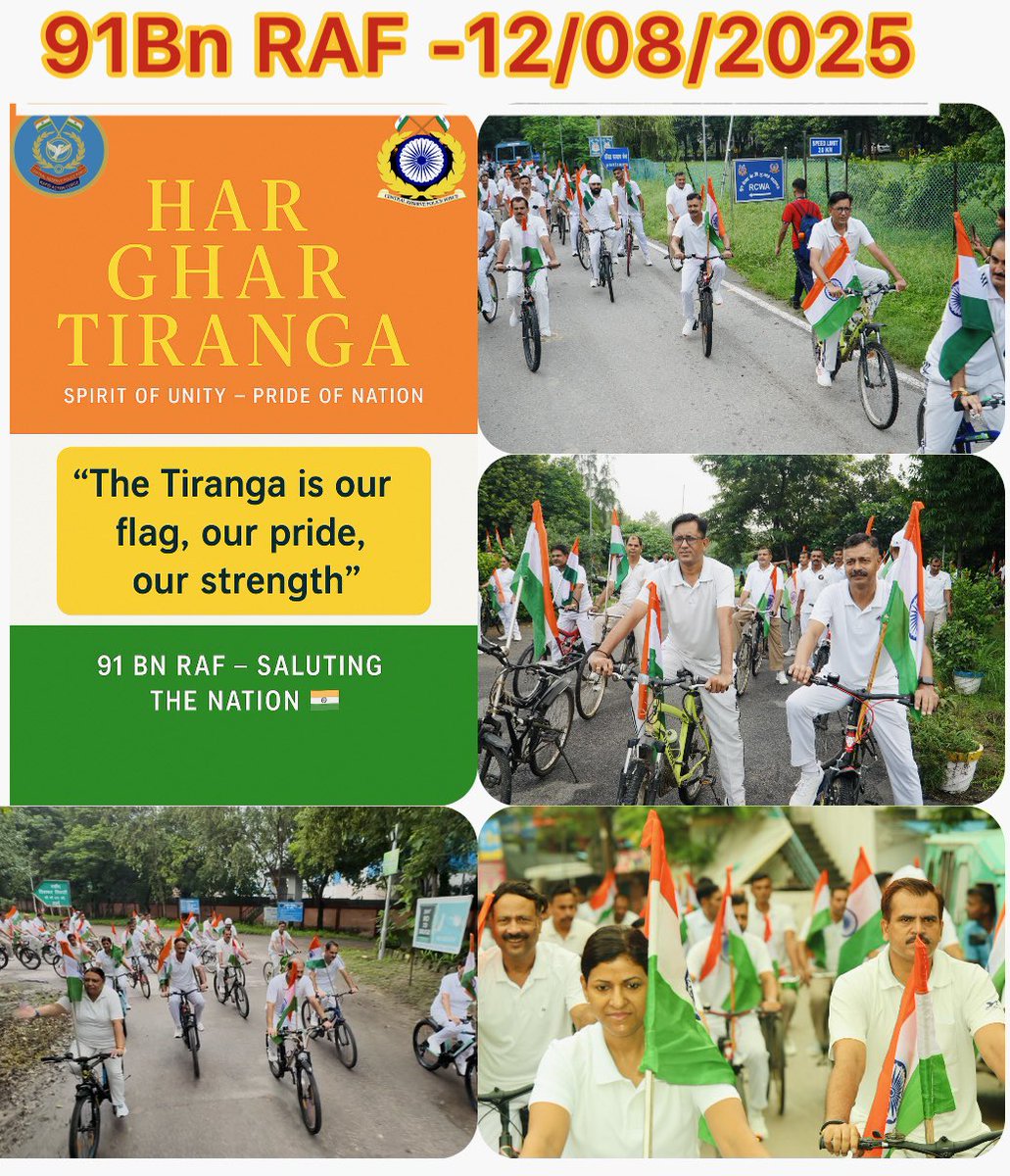 091bn's tweet photo. "Fitness with Patriotism", @91Bn #RAF organized a joint Cycle Rally with institutions in GC #Crpfindia  Lucknow, promoting a healthy body, clean environment, and dedicated service. #CycleForNation #GreenIndia. https://t.co/ClrGlXPre4