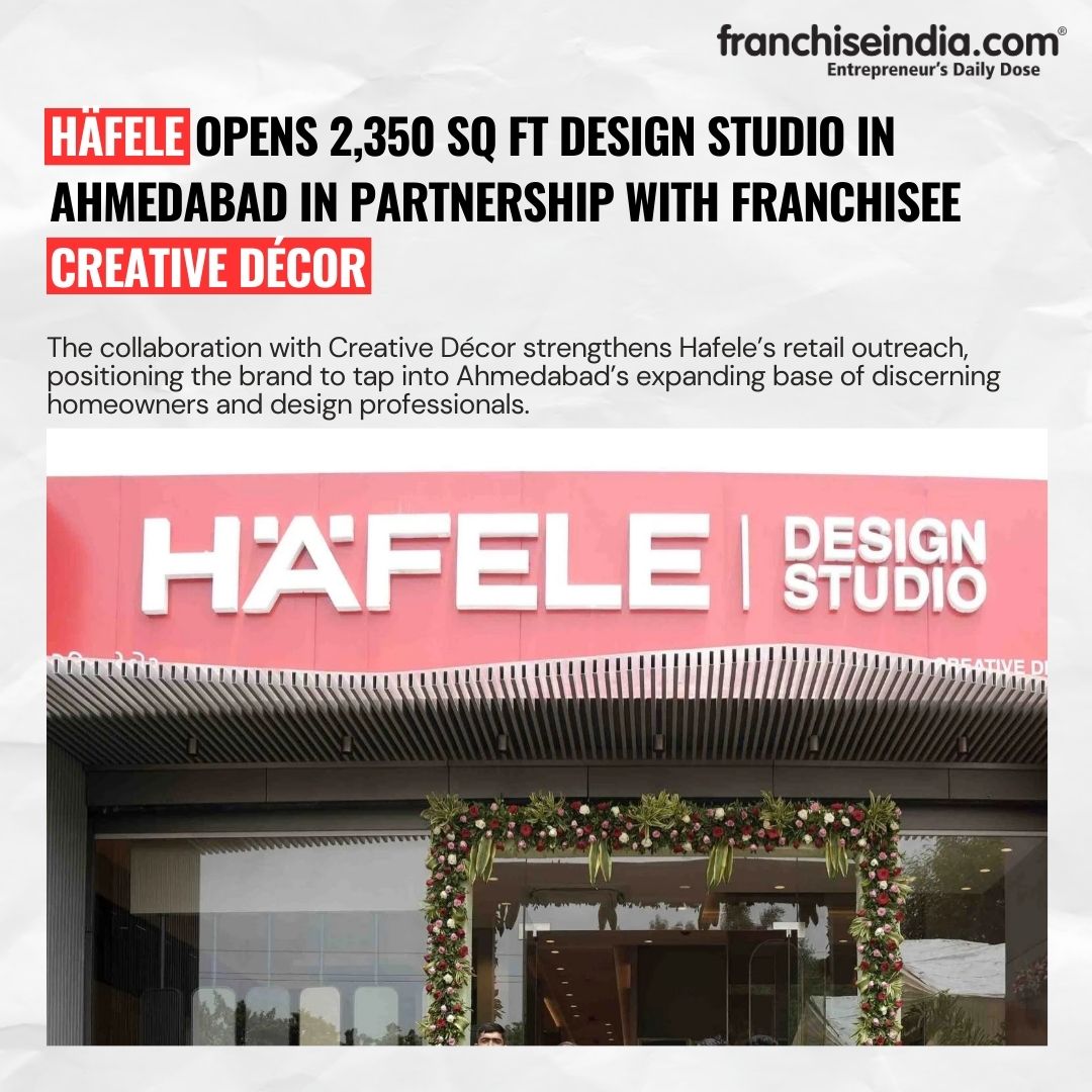FranchiseIndia's tweet image. #Update
Häfele Opens 2,350 sq ft Design Studio in Ahmedabad in Partnership with Franchisee Creative Décor
Read More: franchiseindia.com/insights/en/ne…
#Hafele #DesignStudio #Ahmedabad #RetailExpansion #CreativeDecor #HomeDesign #InteriorSolutions #FranchisePartnership