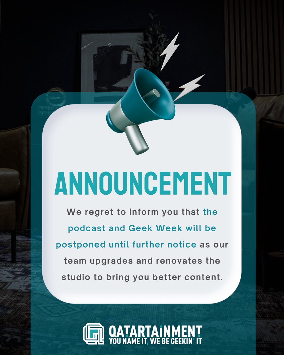 qatartainment's tweet image. 🚧✨ We’re hitting pause to level up! 🎙️🕹️
Our Podcast &amp;amp; Geek Week are on hold for now as we upgrade and renovate the studio for an even better experience.
Stay tuned—bigger, bolder, and geekier things are coming your way! 💥🔧

#StudioUpgrade #GeekWeek #PodcastPause #ComingBack