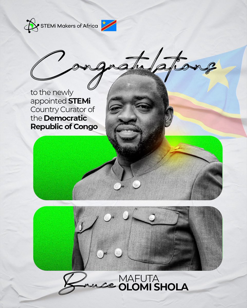 STEMiAfrica's tweet photo. UNVEILING THE STEMi COUNTRY CURATOR FOR D.R. CONGO 🇨🇩

We are so excited to now be domiciled in the Democratic Republic of Congo 🇨🇩

Meet @BFleu, our first country curator of DRC who is a Congolese educator, applied mathematician, and social entrepreneur who believes in making mathematics visible, meaningful, and transformative for African societies.

In 2016, his early dedication to educational reform earned him a selection by the World Bank to participate in the Global Education Summit—an international recognition of his vision for mathematics as a tool for development. This selection became a defining moment that inspired deeper engagement with educational innovation.