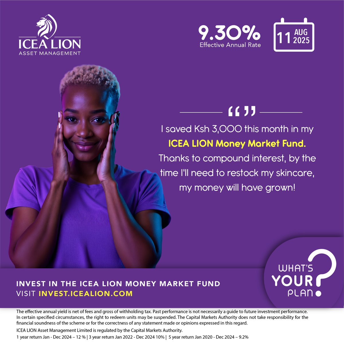 The secret to her next splurge? Her ICEA LION Money Market Fund.

Thanks to compound interest, your money earns on top of what it’s already earned—giving you even better returns!

And when you top up consistently, your balance grows even more.

Visit invest.icealion.com today