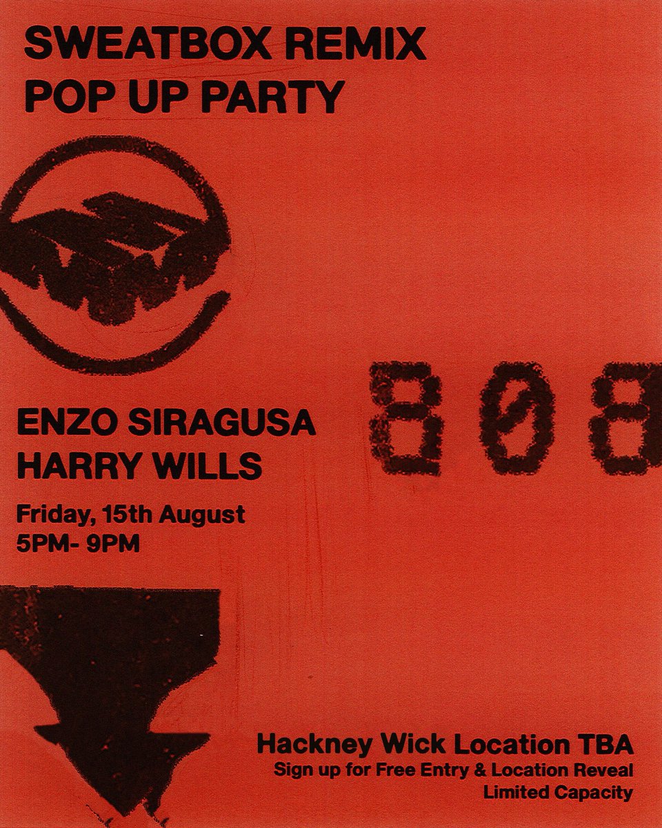It’s here! Sweatbox remix drops Friday. To celebrate, we’re throwing a secret outdoor pop-up in Hackney Wick. 200 only, free entry.

Pre-save for access &amp; location: drop.cobrand.com/d/EnzoSiragusa…

1st come, 1st served. Weather’s looking amazing for 2 special open airs. Let’s go! 👊☀️