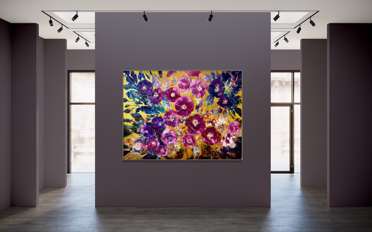 EvaEwaAva's tweet image. Large 200x150 oil painting painted with gold to uplift a spirit 👐