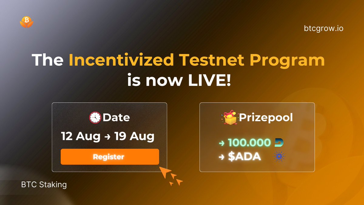 btcgrow_io's tweet photo. The moment we’ve all been waiting for...

The BTC Grow Incentivized Testnet is live!

What are you waiting for? Join now and earn absurd rewards before it's too late!

Register now ⬇️ https://t.co/J8kSysXdZI