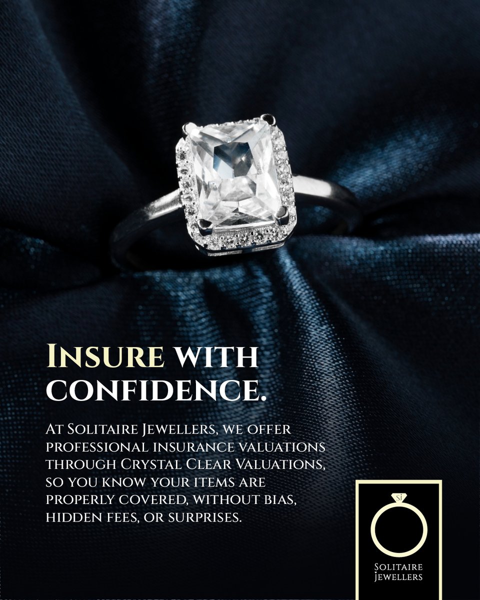 When it comes to insuring your precious jewellery or timepieces, accuracy matters.
At Solitaire Jewellers, we offer professional insurance valuations through Crystal Clear Valuations, so you know your items are properly covered.

#Jewellery #classic #contemporary