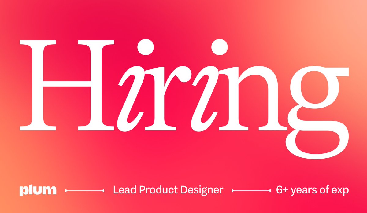 hwk73's tweet image. We are hiring a Lead Product Designer @getplumhq.

Great design exists for ordering food, booking rides, buying clothes. Healthcare—where stakes are highest—gets the worst UX. We&apos;re fixing that.

Apply here -&amp;gt; careers.kula.ai/plumhq/6439

Your portfolio should make us stop scrolling.…