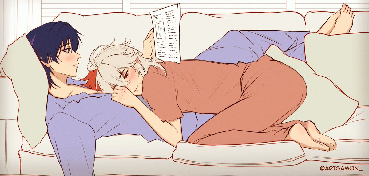 "What, can't fall asleep with me around? Hehe." 

#scarakazu #kazuscara