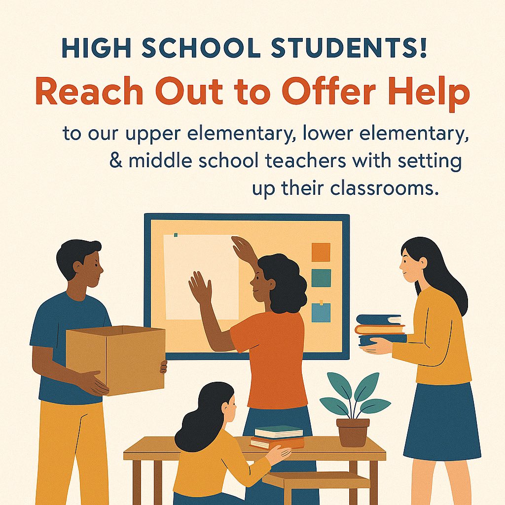 📚🐺 CHS! Give back &amp; show #ClintonPride — help our elementary &amp; middle school teachers set up for the year! Reach out to your former teachers to lend a hand. 💛❤️🖤 #RedwolvesRise #ServiceAboveSelf