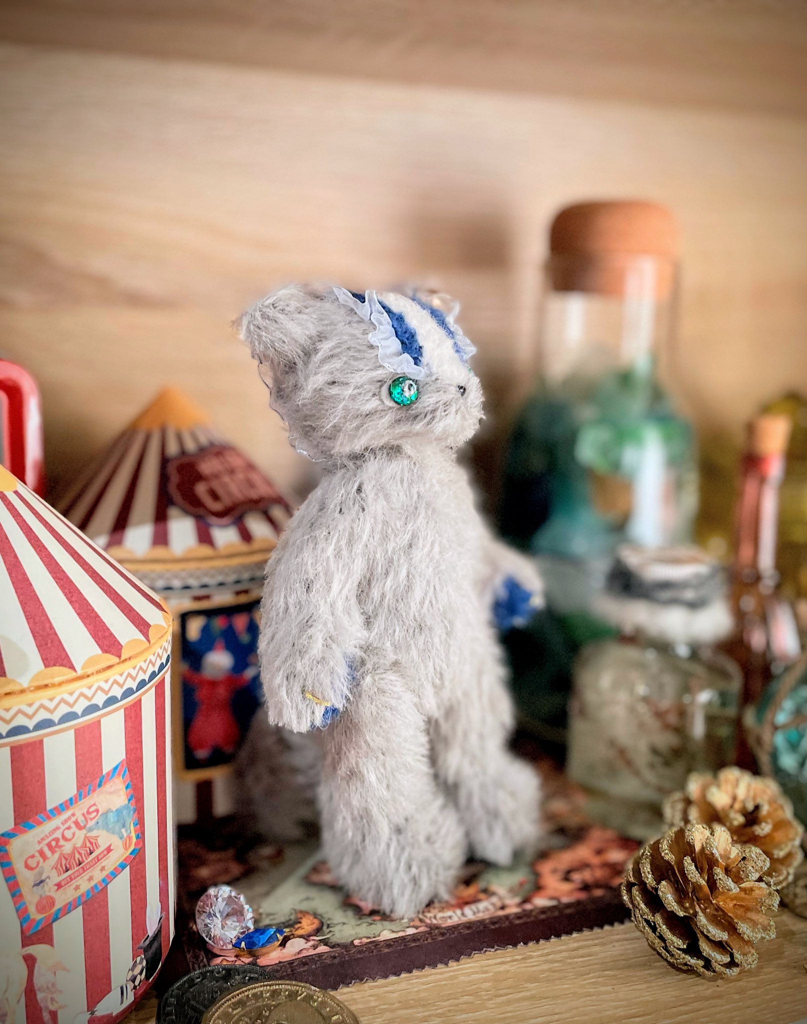 作家様　テディキャット　テディベア　ぬいぐるみ　ブライス　アートドール　人形 ウェイトキャット『TIKI』の抱っこタイプ、4カラーです