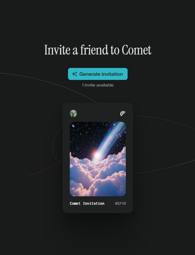 Harrisddev's tweet photo. Just got access to Perplexity Comet browser and i got an invitation to give. If this post hits 1k likes, i'll give it to the most liked comment https://t.co/SocdExJy9e