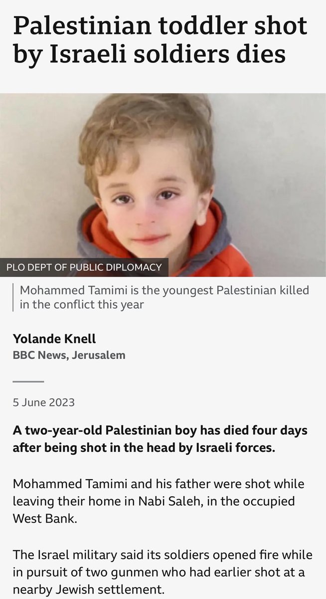 rude_report's tweet photo. @KassyAkiva @Hedgewood14 A toddler shot in the head and killed in the West Bank just a couple months before Oct 7. https://t.co/DXdL31L94u