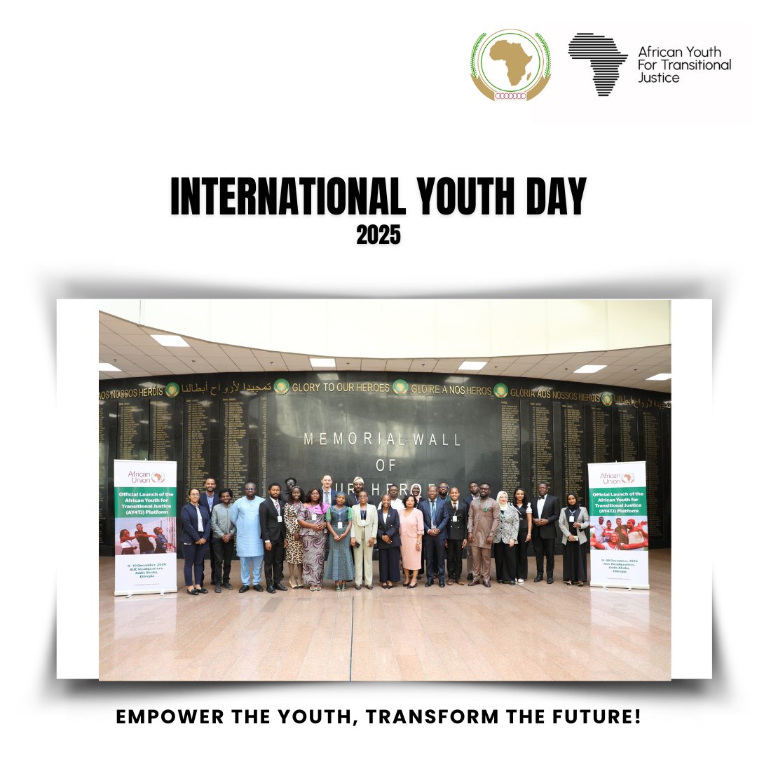 Empower the youth. Transform the future. 🌍

On #InternationalYouthDay, we reaffirm that youth leadership in transitional justice isn’t optional, it’s essential.

Let’s build a future that is inclusive, just &amp; transformative.

#YouthInTJ #AY4TJ #TransitionalJustice
