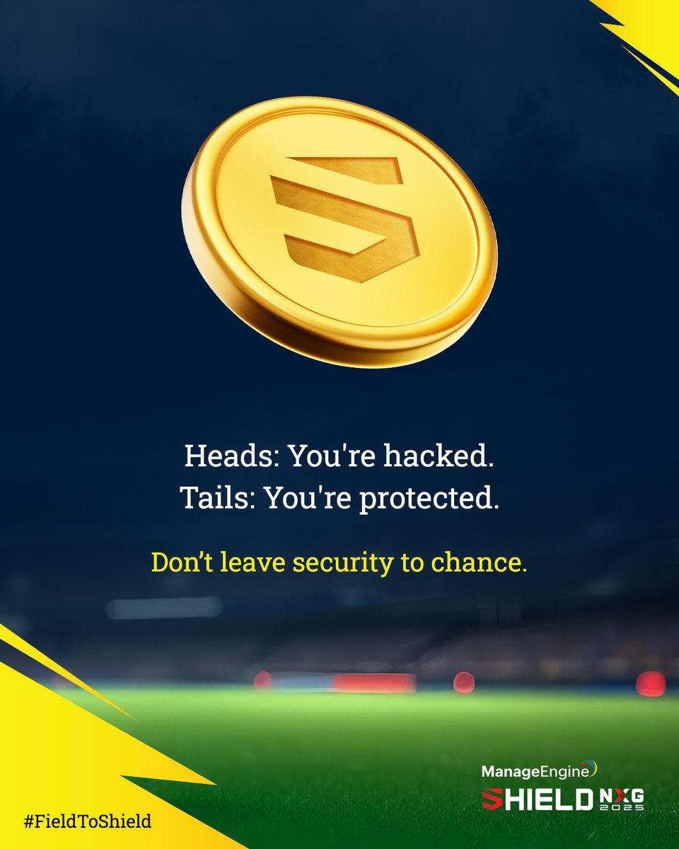ManageEngineIAM's tweet image. Cyberattacks don’t wait for a lucky day. If your access strategy still relies on trust alone, you’re flipping a coin every time a user logs in. Join us in Australia:  zurl.co/H99pv

#FieldToShield #ShieldNXGAustralia #Cybersecurity #IdentitySecurity